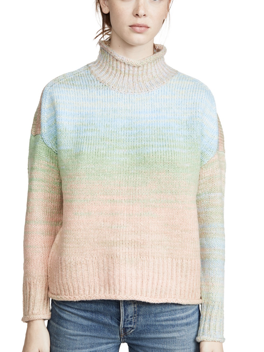 Sherbet Pastel Mock Neck Chunky Knit